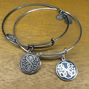 Alex and Ani Path of life Embossed two set silver toned expandable bracelet